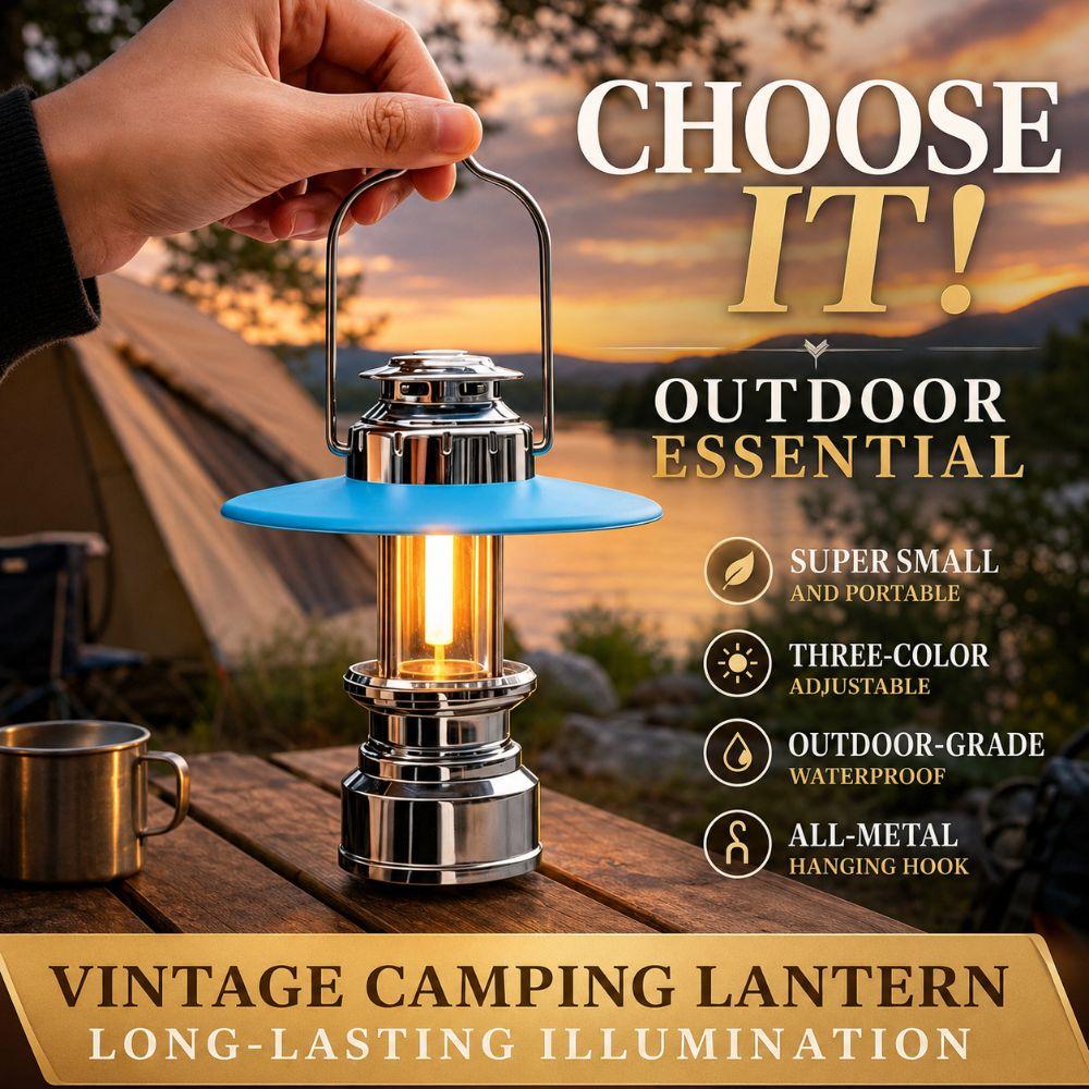 USB Rechargeable LED Camping Lantern Vintage Hiking Flashlight Tent Atmosphere Light  Outdoor