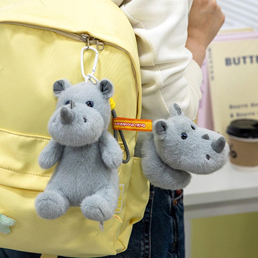 Wrist Pad Rhino Doll Pendant Animal Rhino Plush Doll Creative Rhino Plush Toy  Kids Gifts