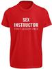 Sex Instructor First Lesson Free T-SHIRT S-3XL Funny Novelty Rude Adult JOKE TEE