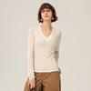 Women's 100% Wool V-Neck Slim Fit Sweater, Long Sleeve Knit Pullover
