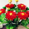 Artificial Lotus Flower Set for Buddhist Offerings - Silk Fake Flowers In Small Pots for Home Decoration