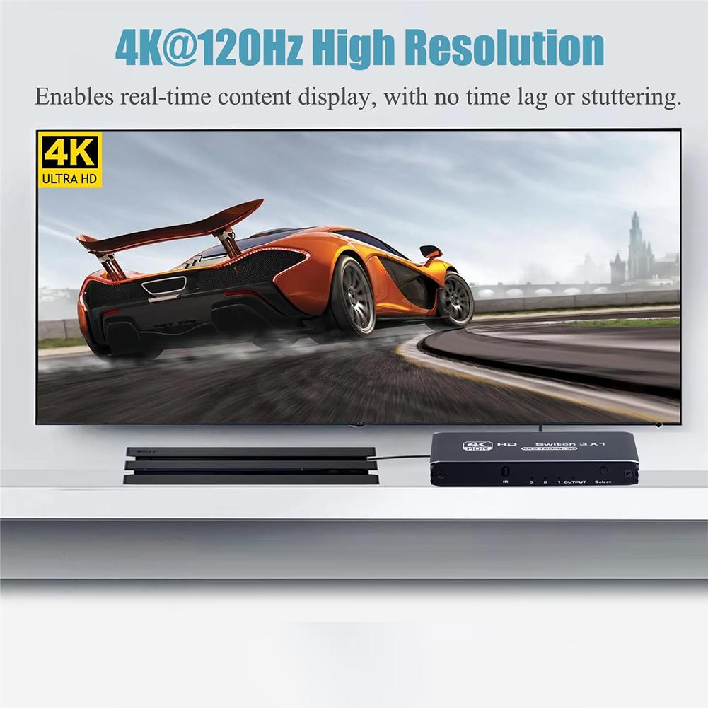 HDMI-Compatible Switch IR Remote Control Support Switcher Selector Box Three Switching Modes for HD-DVD PS3/4/5 Xbox 360 Player