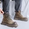 Boots Men Lace Up High Top Boots Men's Cow Suede Leather Winter Fashion Plush Warm Shoes Outdoor Sneakers Non-Slip Ankle Boots