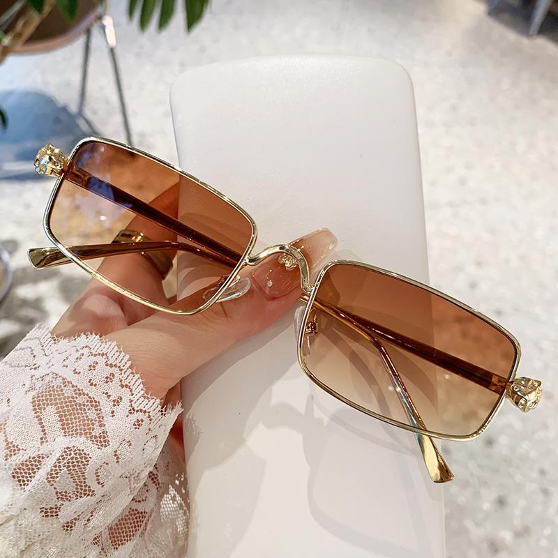 New Metal Square Retro Sunglasses With Small Lenses Trendy Sunglasses With Small Frames And Concave Shapes 98107