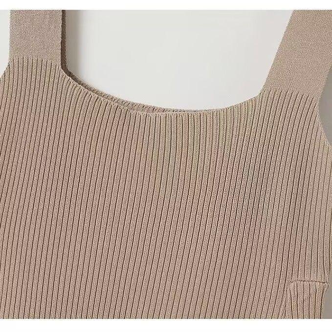 Schmales Strick-Bodycon-Kleid mit Spaghettiträgern für Damen