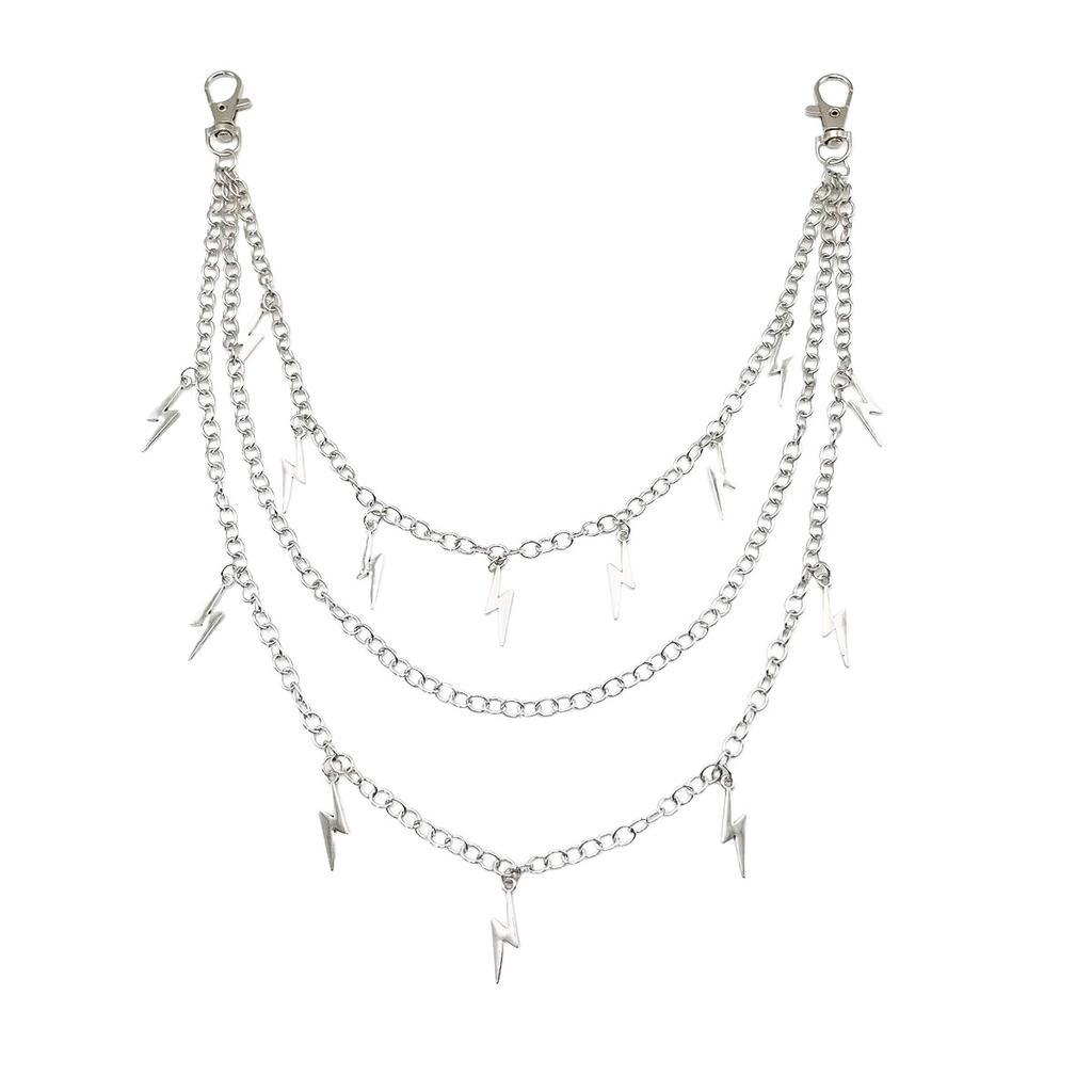 Punk Metal Lightning Tassel Waist Chain Keychains Men Women Waist Key Chain Wallet Jeans Hip-hop Pants Belt Jewelry Accessories