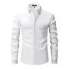 Fashionable Embroidered Long-sleeved Men's Shirts Fashionable Versatile Lapel Long-sleeved Casual Button Splicing Cardigan