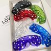 Oversized Diamond Goggle Sunglasses Women Men Fashion One Piece Windshield UV Protection Punk Rhinestone Sunglasses Feminino Man