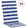 VidaXL High Back Chair Cushions 6pcs Stripes Blue/White Fabric 361255
