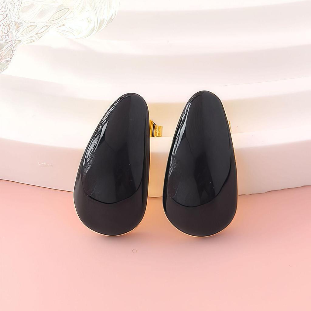 Stainless Steel Enamel Water Drop Earrings - Light Luxury Sweet Style for Women