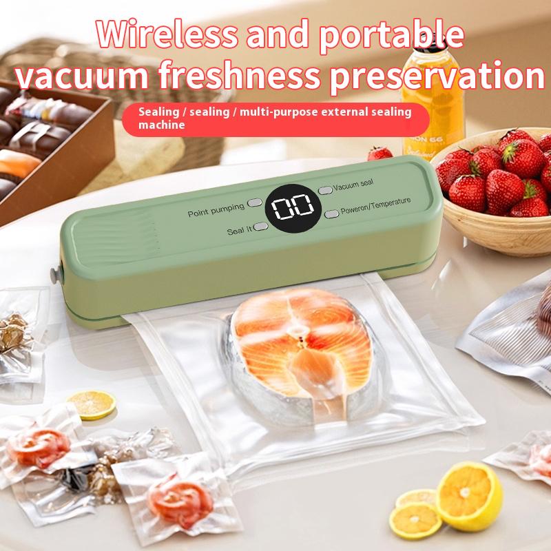 Wireless Vacuum Sealer Machine 60KPA Powerful Suction Handheld Food Sealer with External Pump Function for Freshness Preservatio