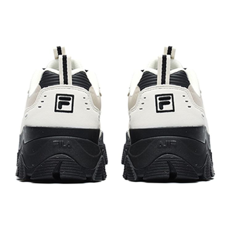 Fila Hike Fabric Synthetic Leather Round Toe Lace-Up Low-Top Dad Sneakers Women Sneakers Black White F12W144132FWA