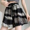 Ice Silk Ink Painting Wide Leg Pants Skirts Shorts Children's Summer Thin Loose Plus Size Fat Mm Hot Pants Sports Pants
