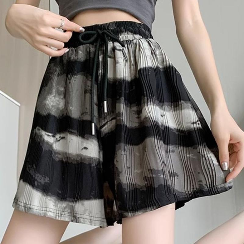 Ice Silk Ink Painting Wide Leg Pants Skirts Shorts Children's Summer Thin Loose Plus Size Fat Mm Hot Pants Sports Pants