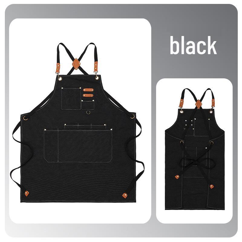 Waterproof Oil-Resistant Canvas Apron for Kitchen and Coffee Shop - Durable, Dirt-Resistant, Plain Color, Custom Logo Available