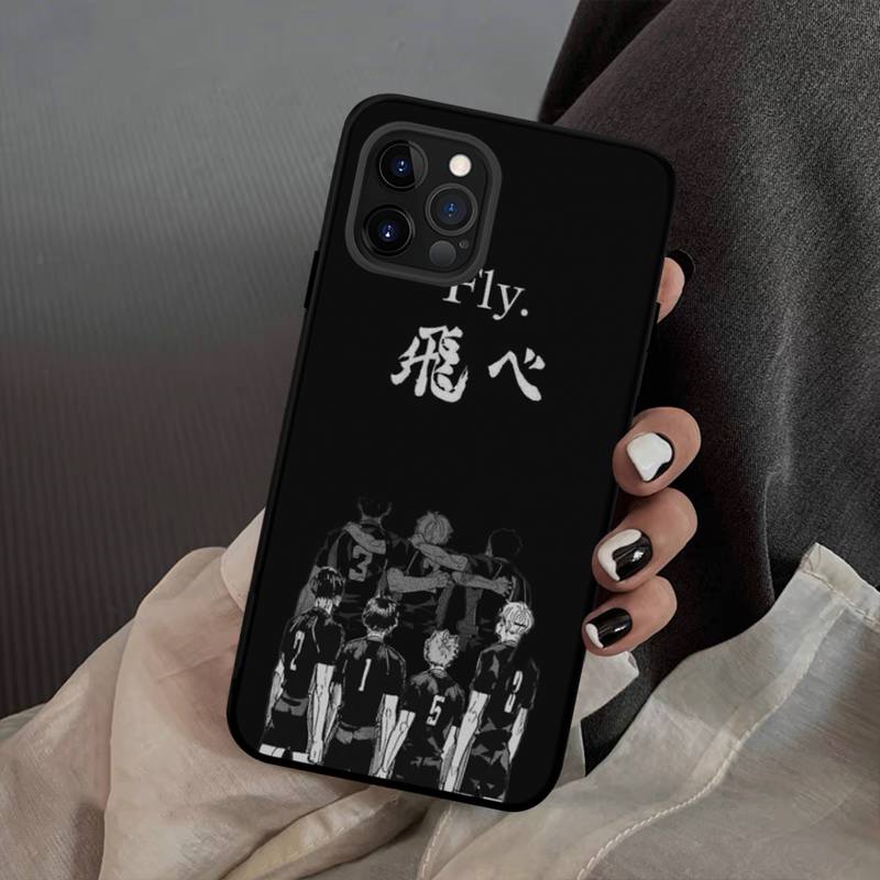 Anime Black Pouzdro na volejbal Haikyuu Silikonové měkké pro iphone 14 13 12 11 Pro Mini XS MAX 8 7 6 Plus X XS XR kryt