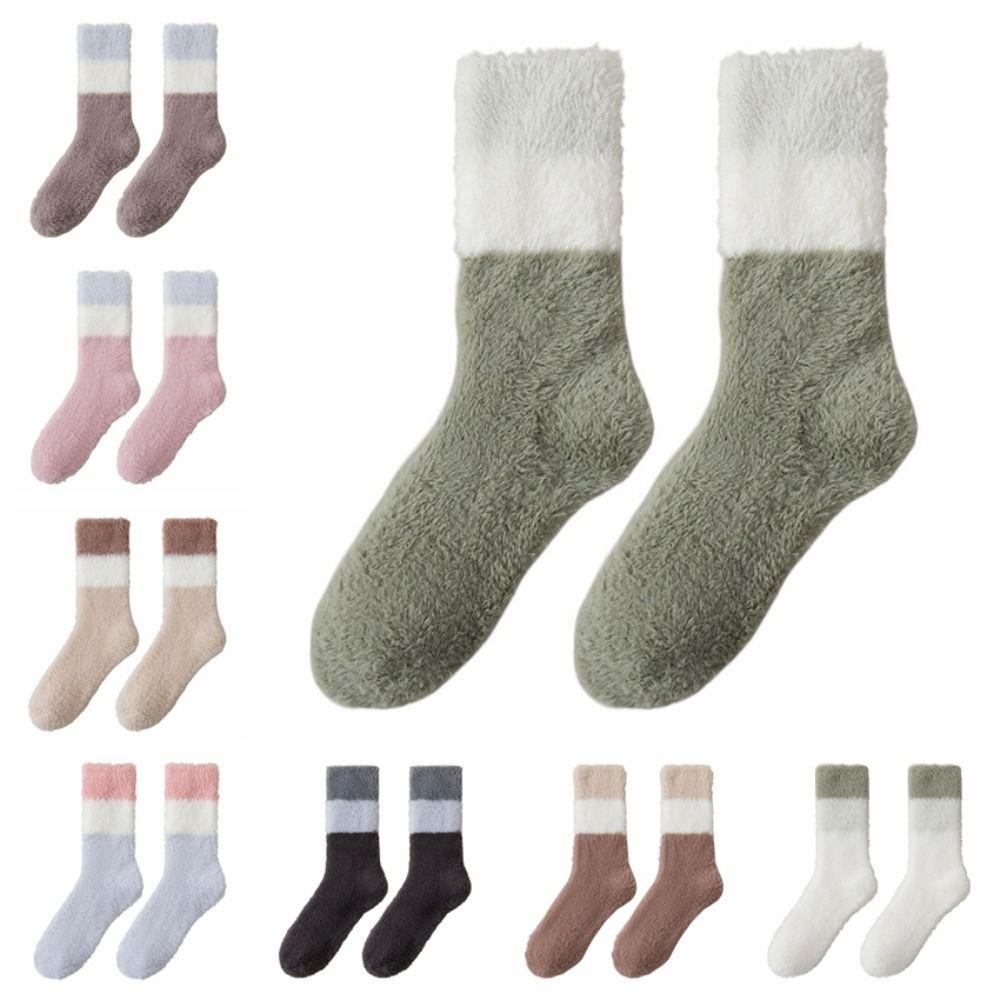 Winter Coral Fleece Socks Sleeping Mid Tube Socks Women Floor Plush Socks  For Female Men