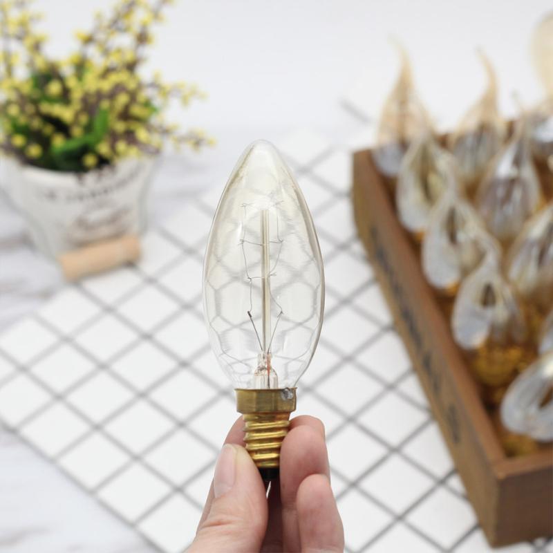 Lampa Edisona E14 Retro Sentiment Kryształowy Żyrandol Żarówka Kreatywne Ciepłe Żółte Oświetlenie Lampa
