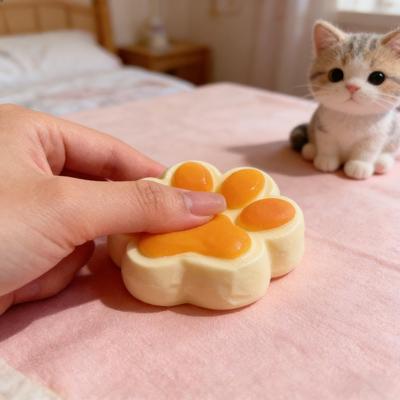 2PCS Cute Cat Paw Squeeze Toy Soft Sticky Decompressing Stress Relief Slow Rebound Jelly Pinch Toy for Kids Adults Squishy Toy