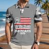 Men's Loose Fit Casual Short Sleeve Polo Shirt with National Flag Print Comfortable Lightweight Summer Top