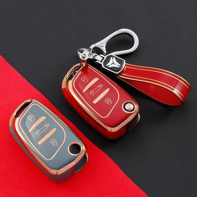 Kompatible Schlüsselhülle für Dongfeng Citroen C5/C4L, DS4S und Peugeot 408 - Damen-Schalen-Tasche mit Schnalle