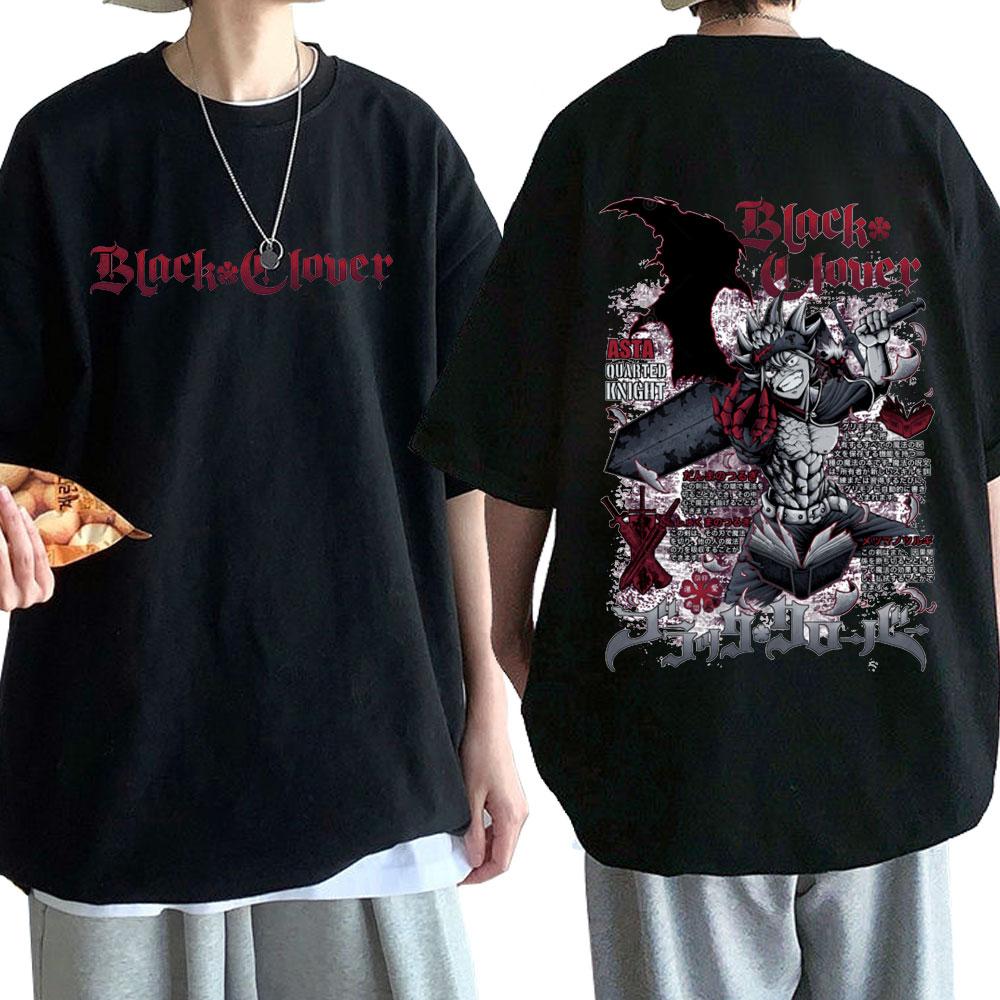 High Street Top Japanese Anime with European and American Style Black White Tees Character Print with Brand Unisex Cotton Casual