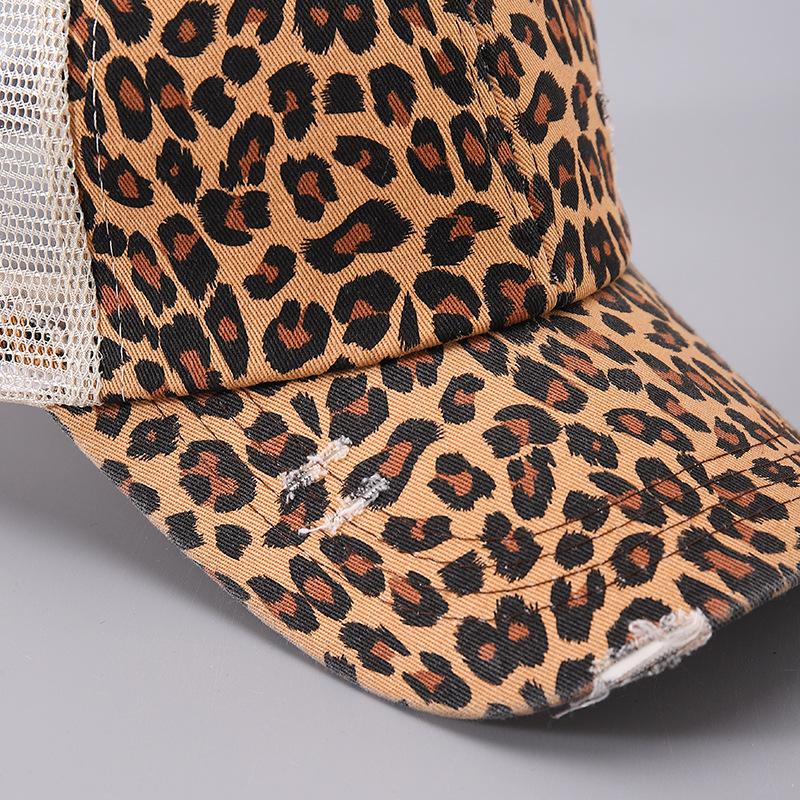 1 Women'S Sexy Leopard Print With Ponytail Baseball Cap, Suitable For Street Outdoor Leisure