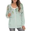 Women Fashion Loose Casual Thin Zip Up Hoodie Jacket Drawstring Printed Long Sleeve Sweatshirts Autumn Winter Female Blouse