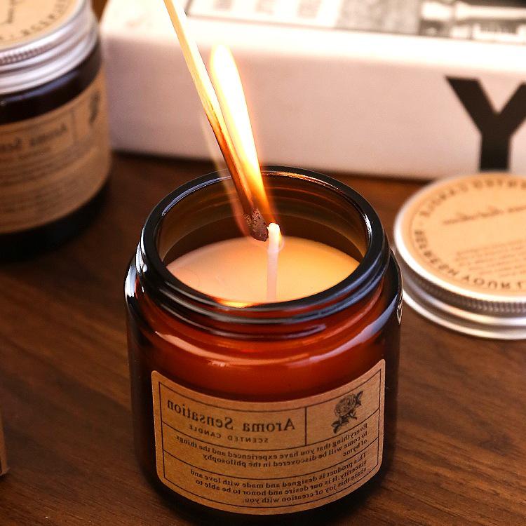 Brown Glass Bottle Scented Candle - Creative Retro Souvenir, Smokeless, High-End Romantic Fragrance with Essential Oils