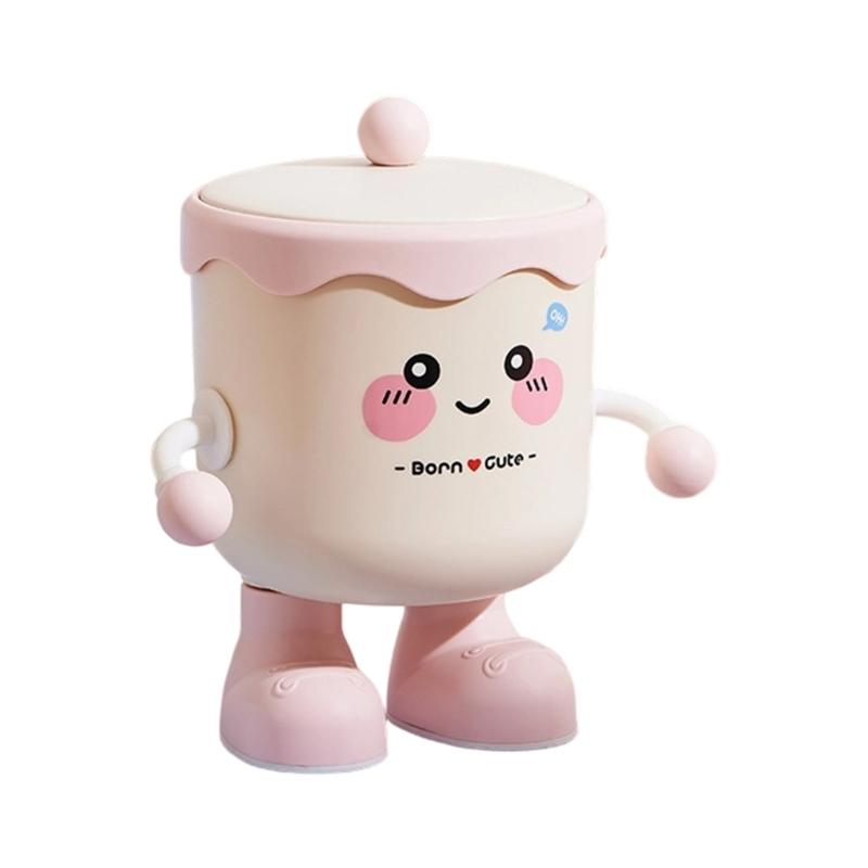 

Small Covered Desk Organiser Plastic Storage Bin For Stationery Cosmetics Pen Holder Space Saving Solution розовый