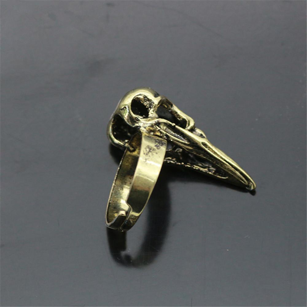 Viking Odin Raven Skull Ring Gothic Nordic Bird Punk Rock Skeleton Men's Rings Wicca Pagan Talisman