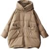 Women's Mid-Length Hooded Patchwork Pendant Down Jacket - Plus Size, Loose Fit, White Duck Down, Autumn/Winter Style