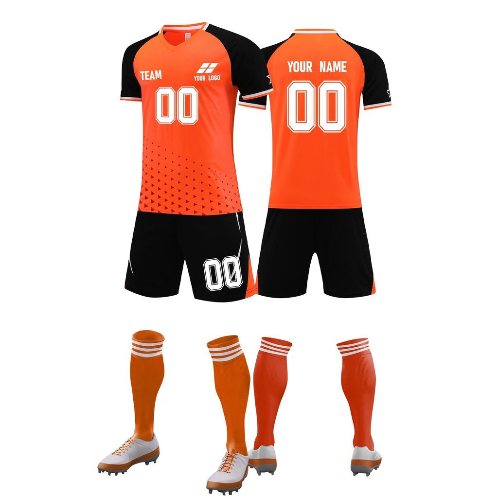 Mens Soccer Uniform Set Short Sleeve Jersey Shorts Socks Quick Dry Athletic Sportswear for Training Matches Teams