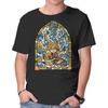 Unisex Crew Neck T-Shirt Slayer Stained Glass Graphic Short Sleeve Casual Tee