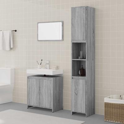 Vidaxl 3-Piece Bathroom Furniture Set, Sonoma Oak Grey