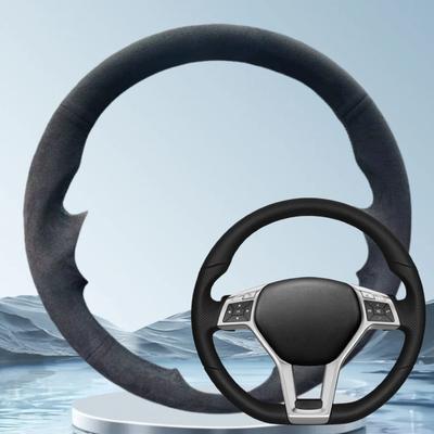 Car Steering WheelCover For Mercedes Benz A45 AMG W176 C63 W204 CLA C117 CLS S-Model 2011-2016 Hand Sewing Suede Car Interior