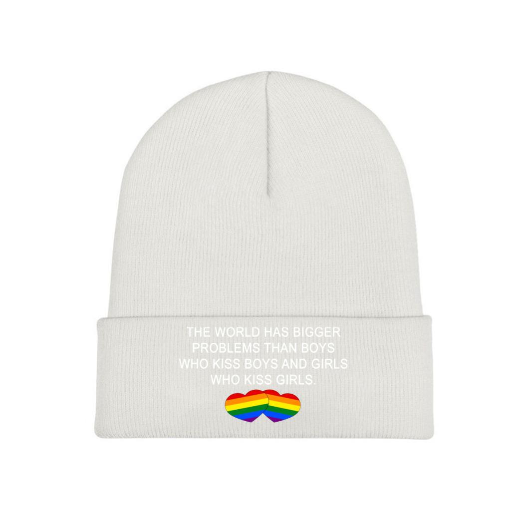 Lgbt the World Has Bigger Problems Rainbow Heart_52519891 Strickmützen für Damen Unisex Skullies Beanies Wintermütze Hip Hop Caps