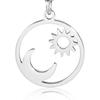 Retro Sun Moon Pendnat Necklace Earrings with Crystl Fashion Necklace for Women and Men-Gold Set