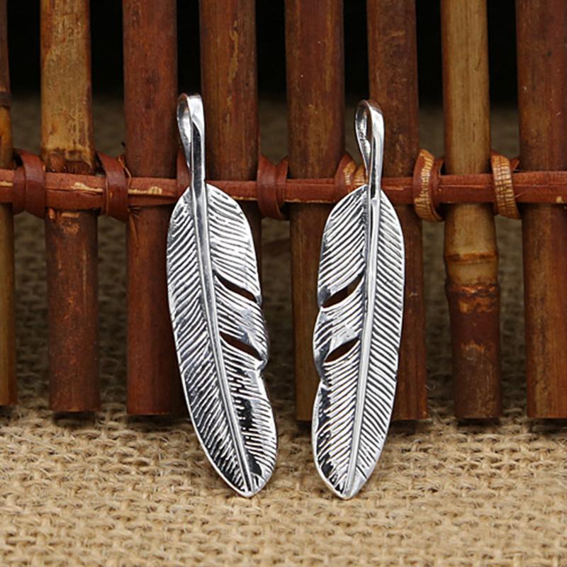 S925 Stříbrné šperky Retro Thai Silver Ručně vyráběné peří Létající orel Muži a ženy Jednoduchý přívěsek