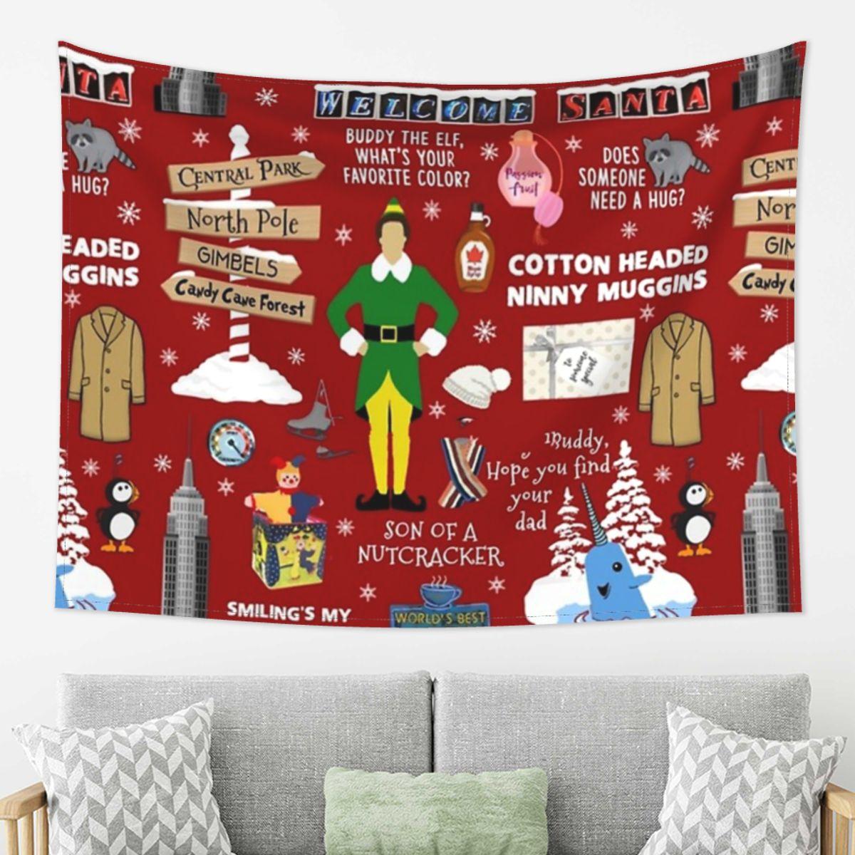 

Buddy The Elf Collage Tapestry Decoration Art Aesthetic Tapestries for Living Room Bedroom Home Wall Cloth Wall Hanging 74x94cm(29x37in)