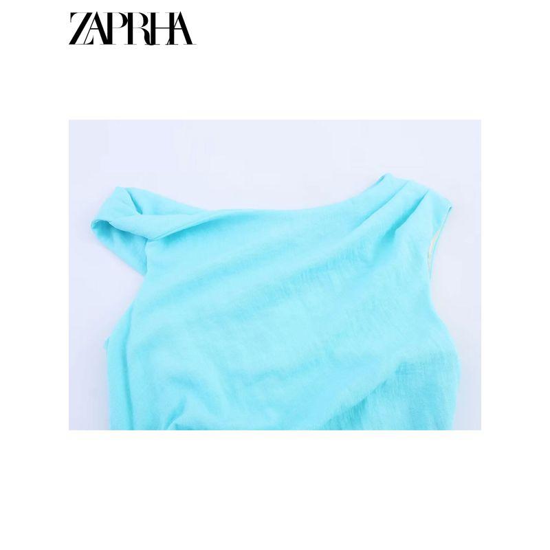 Zaprha 2025 New French Style Inlaid Asymmetric Midi Dress Design Sense Waist Hugging Slimming 8037392