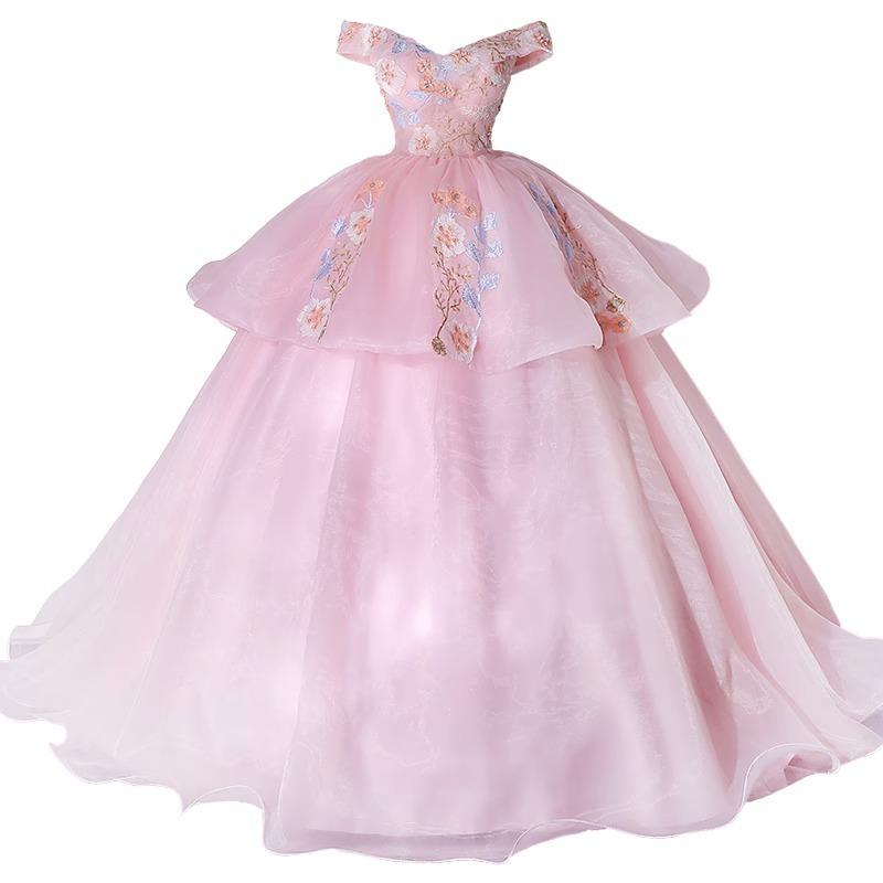 Abendkleid Prinzessin modischer Stil One-Shoulder dünn Solo Gesangskunstprüfung Abendkleid Aufführung Tutu Rock