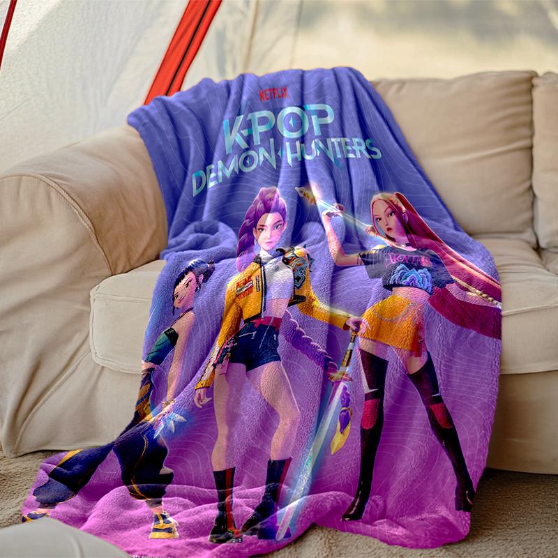 1pc Snug Kpop Demon Hunters Blanket, Lightweight & Durable Print Blanket, Perfect for Home, Couch, Bed, Picnic, Travel, Office