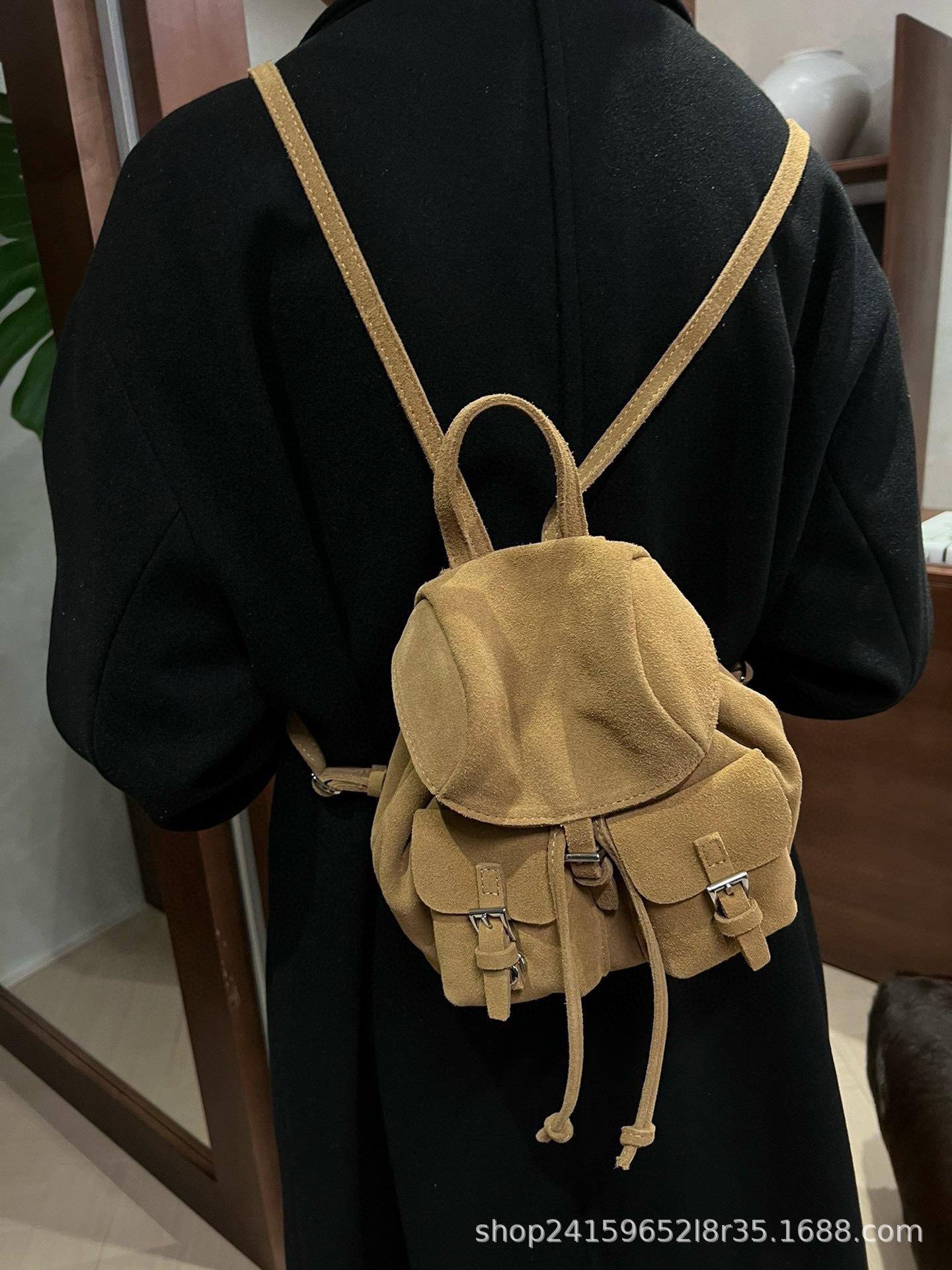 Bovenlaag Koeienhuid Dames Rugzak Meerdere Vakken Schooltas Modieuze Mini Reisrugzak Designer Leer Mochila one size