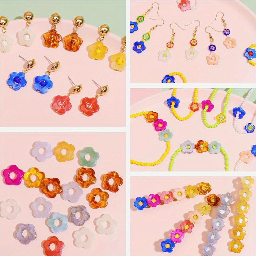 20/40/60 szt. Akrylowe Koraliki Kwiaty Puste Koraliki Kwiatowe Koraliki Dystansowe Hurtowo DIY Rzemiosło Kolorowy Naszyjnik Kolczyki Bransoletka Tworzenie Biżuterii