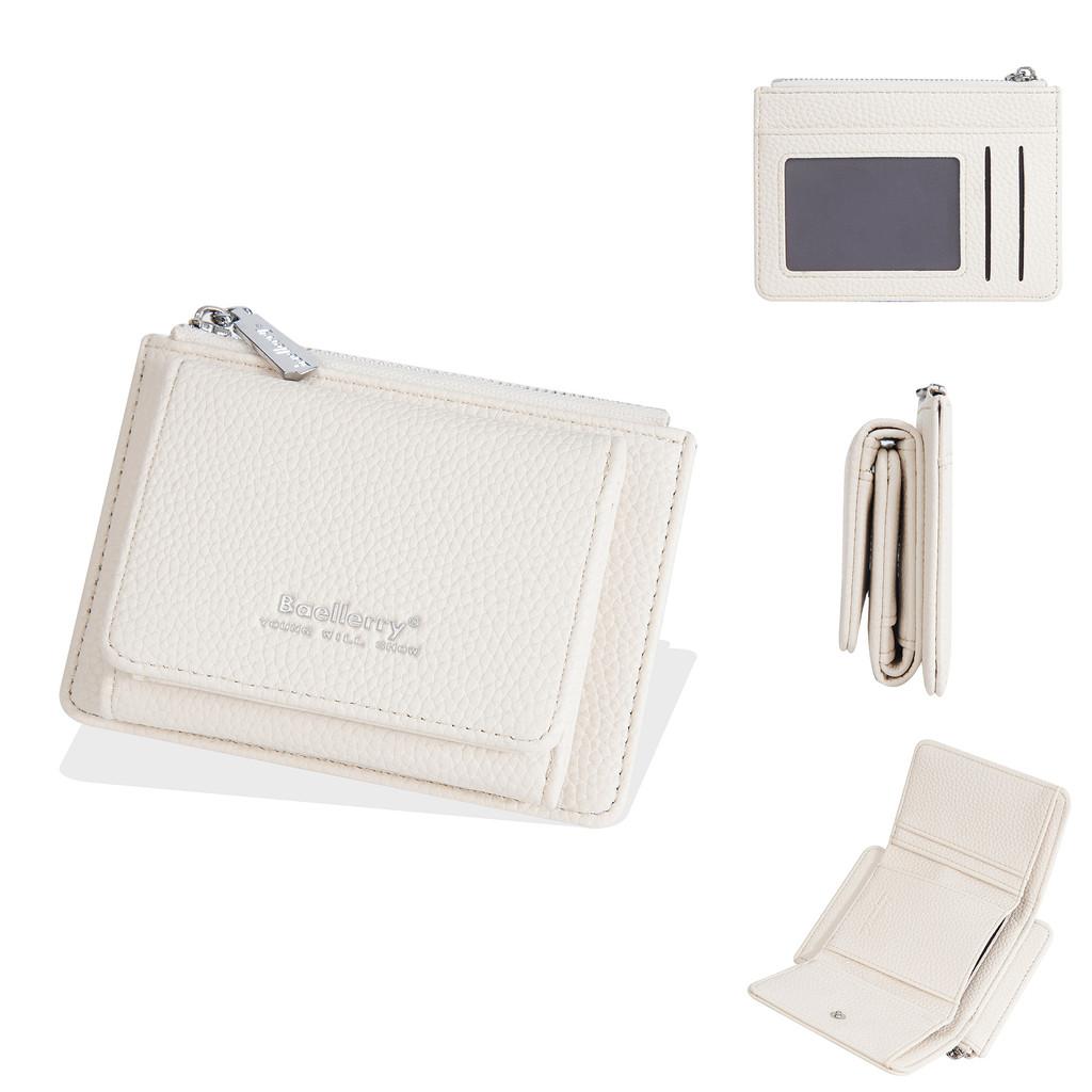 Fashionable Solid Color Letter Printed Women Three Fold Design Wallet Square