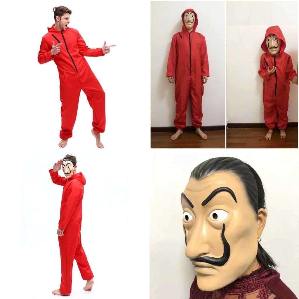 Leichtes Salvador Dali Money Heist La Casa De Papel Kostüm und Masken-Set