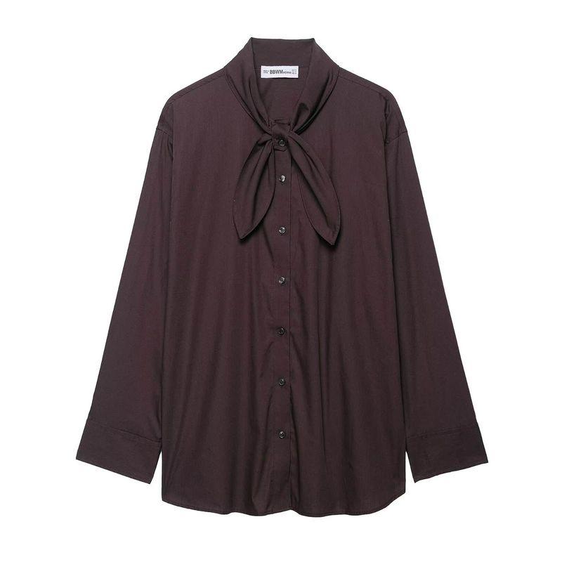 Kaslead New Women clothes Western Style Fashion Simple and Versatile Scarf Poplin Shirts 4661143