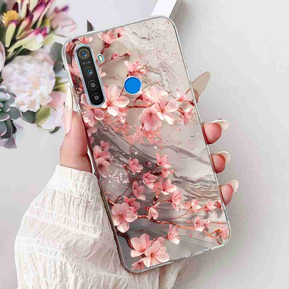 For Realme 5 RMX1911 6.5" Case Fashion Colorful Flower Soft Silicone TPU Cover For Oppo Realme5 RMX1919 Butterfly Bumper Shell