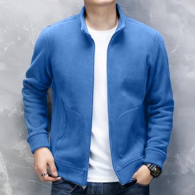 Men Coat Stand-Up Collar Long Sleeve Zipper Closure Polar Fleece Jacket with Pockets Winter Thickened Warm Outerwear